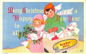 Kew - Bee Bread Merry Christmas Happy New Year Linen Postcard