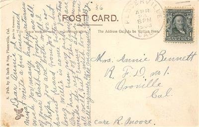 Placerville, CA OHIO HOTEL El Dorado County 1908 Hand-Colored Vintage Postcard