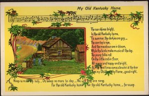 3420) Kentucky My Old Kentucky Home song with log cabin - Chrome