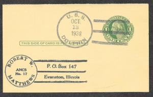 1938 Postcard USS Dolphin!