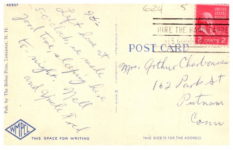 Greetings White Mountains LARGE LETTER