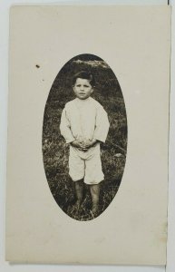 Rppc Young Boy Posing in Yard c1908 Postcard N17