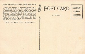 Snow Drifts on Pike's Peak Cog Road, Colorado, Early Postcard, Unused 