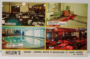 Canada HELEN'S HOTELS - MOTELS ROTE 15 BLVD St. Anne Quebec Vintage Postcard A13