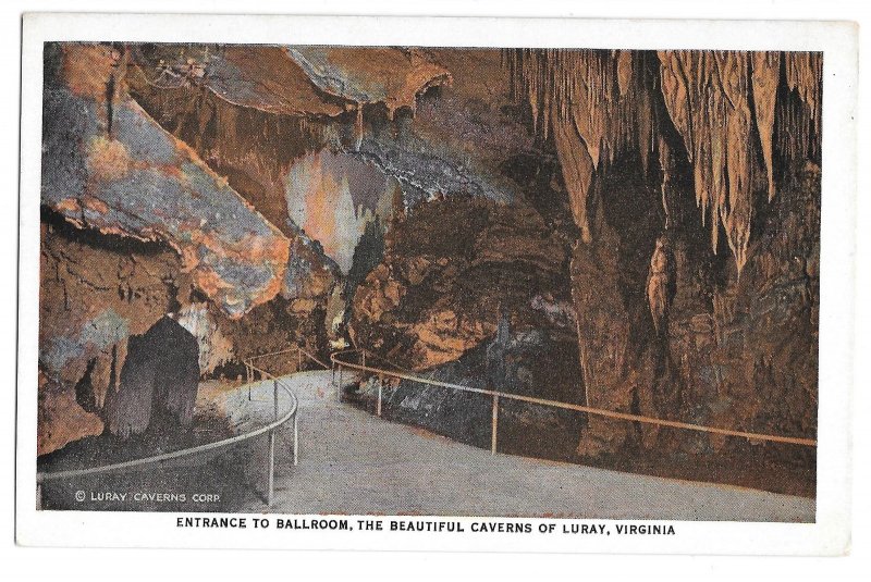 VA Luray Caverns Entrance to Ballroom Cave Vintage Marken & Bielfeld Postcard