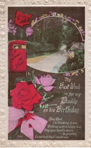 A Pillar Post Box For Dad Birthday Real Photo Old Postcard