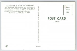 State View~Chatham Cape Cod MA~Memorial For Those That Fell 1861-65~Vintage PC