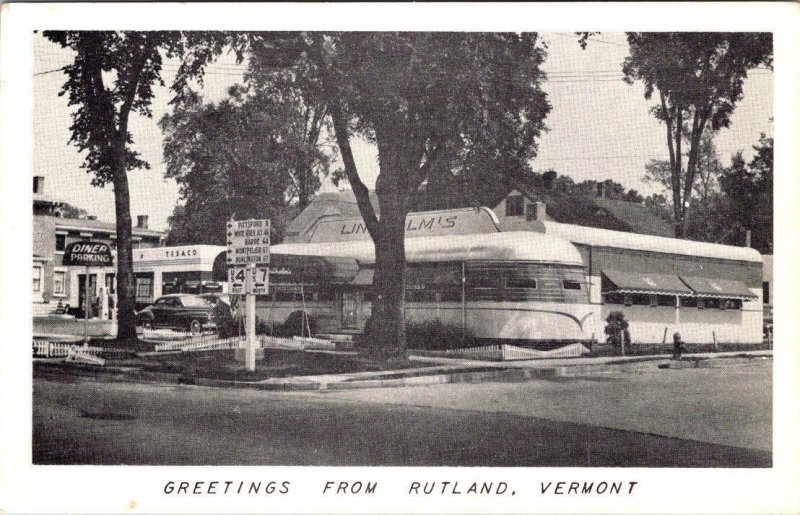 Rutland, VT Vermont  LINDHOLM'S DINER & Texaco Gas Station  ROADSIDE  Postcard