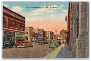 Pocatello Idaho ID Postcard West Center Street Building Classic Cars Road c1940
