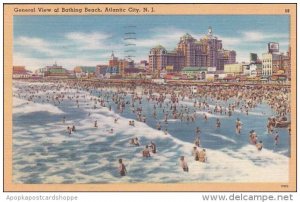 New Jersey Atlantic City General View Of Bathing Beach 1952