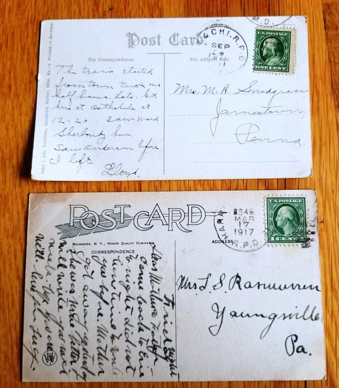 2 Early 1900’s R.P.O. Post Cards