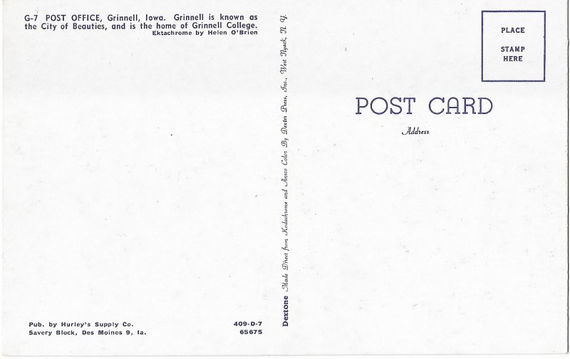 The Post Office of Grinnell Iowa