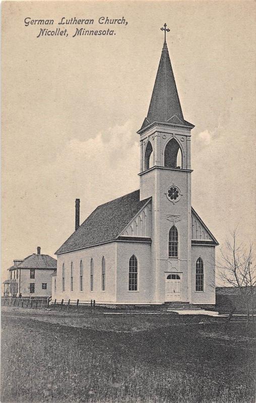 D88/ Nicollet Minnesota Mn Postcard c1910 German Lutheran Church