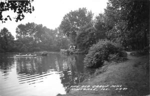 Hinsdale Illinois~The Old Graue Mill~Boys in Kayaks~1961 RPPC Postcard