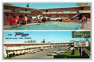 Vintage 1960's Advertising Postcard Yuma Travelodge Yuma Arizona Antique Autos