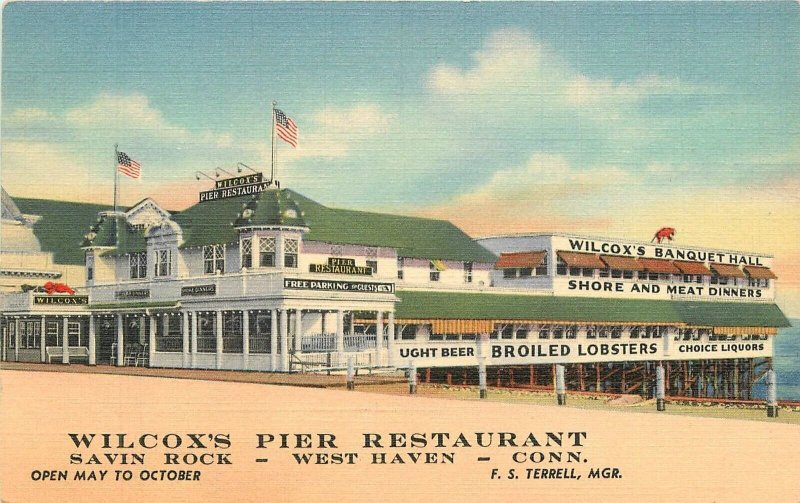 Postcard Connecticut Savin Rock West Haven Wilcox 's Pier Restaurant