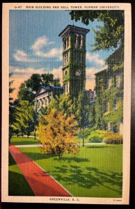 Vintage Postcard 1930-1945 Bell Tower, Furman University, Greenville, SC