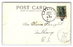 Postcard Governor's Mansion Topeka Kan. Kansas c1907 Postmark