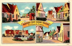 Maine Portland Greetings From Danish Village Multi View