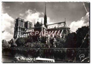 Modern Postcard Paris Strolling Vue Generale De Notre Dame boat Peniche