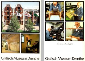 2~4X6 Postcards  Meppel, Netherlands GRAFISCH MUSEUM DRENTHE Printing History