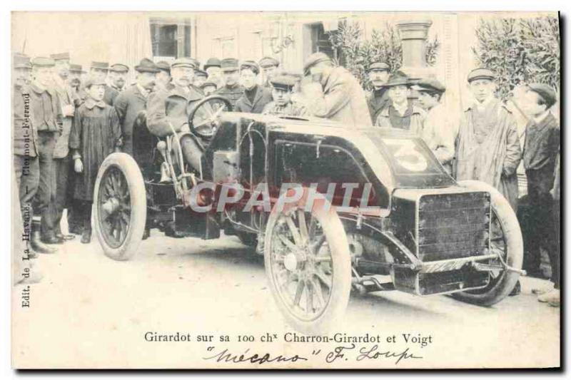 VINTAGE POSTCARD Automobile Girardot on its 100 ch Charron G