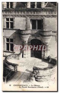 Old Postcard Chenonceaux Chateau La Renaissance Facade Detail