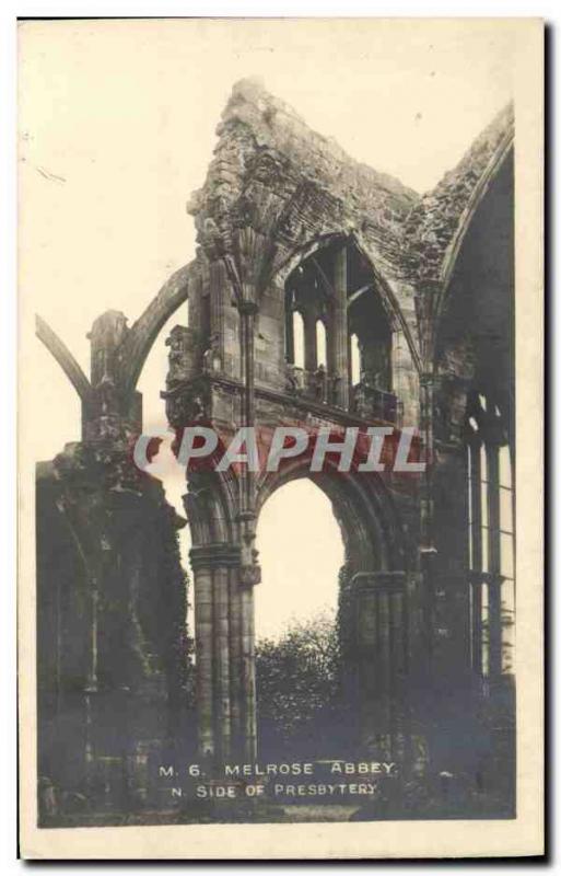 Old Postcard Melrose Abbey Side of Presbytery