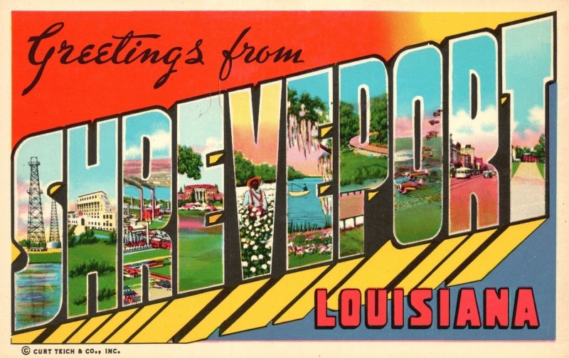 Vintage Postcard 1920's Greetings From Shreveport Louisiana LA