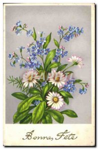 Old Postcard Bonne Fete Flowers