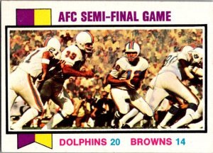 1973 Topps Football Card AFC Semi-Final Game Dolphins 20 Browns 14  sk2402