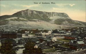 Sundance WY Birdseye View of Town c1910 Postcard