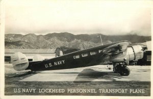 Postcard RPPC 1940s Navy Military US Navy Lockheed Personnel Plane 23-10847