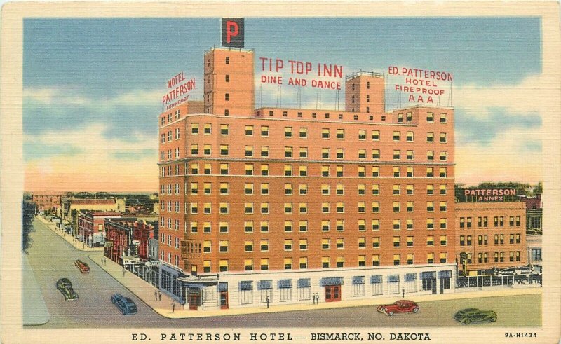 North Dakota Bismarck Ed Patterson Hotel automobiles Teich Postcard 22-5336