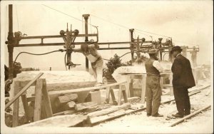 Jay ME Maine Granite Quarry Workers Machinery CRISP Real Photo Postcard 