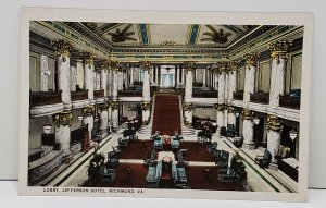 Richmond Virginia Main Lobby of The Jefferson Hotel Postcard B2