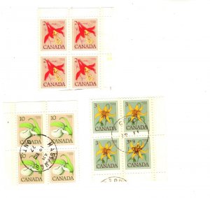 #707, 708, 711 Definitive, 3 Blocks of Four Canada Stamps, 1979