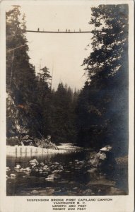 Capilano Suspension Bridge Vancouver BC c1928 Elco Real Photo Postcard F83