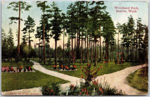 Woodland Park Seattle Washington WA Trails Flower Garden Playgrounds Postcard