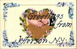 Greetings from Jefferson NY Embossed Vintage Postcard N77
