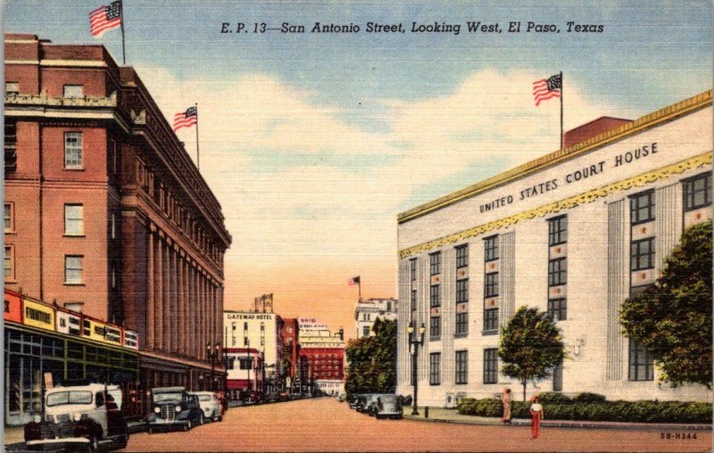 Texas El Paso San Antonio Street Looking West Curteich