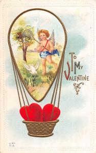 D62/ Valentine's Day Holiday Postcard 1913 West Milton Ohio Hot Air Balloon 24