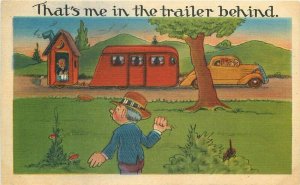Travel Trailer Outhouse Comic Humor 1940s #1485 Postcard 21-8089