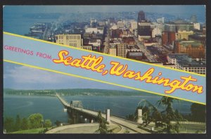 Washington SpiltView SEATTLE Greetings from - 1957 ~ Chrome