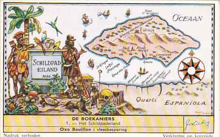 Liebig Trade Card s1684 Buccaneers No 1 Het Schildpadeiland