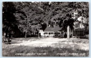RPPC STARKE, FL Florida ~ CHURCH SERVICE CENTER 1946 Bradford County Postcard