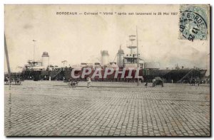 Old Postcard Boat War Bordeaux Breastplate Verite after its launch May 28, 1907