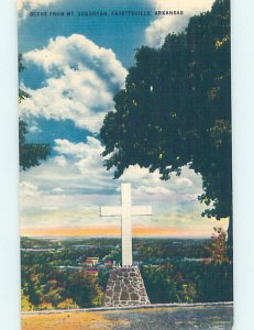 Linen JESUS CROSS ON MOUNT Fayetteville Arkansas AR AD6947