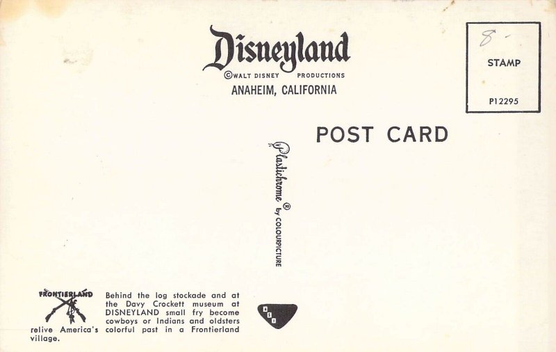 Rare ASI Photochome Disneyland Postcard. Frontierland Behind The Stockade  