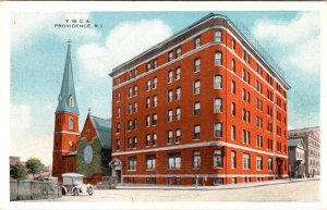 Providence, RI Rhode Island  YWCA BUILDING  Street Scene/Car  ca1920's Postcard